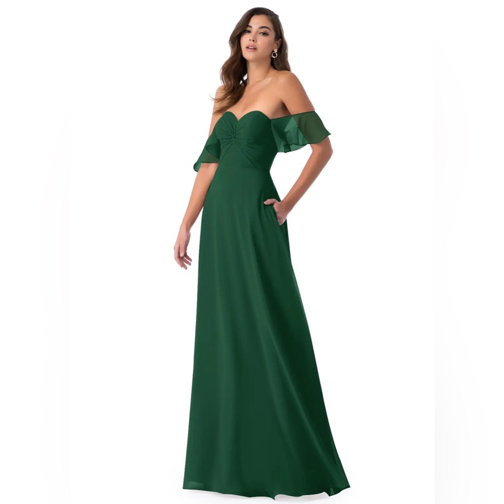 Azazie Juna Dress in Dark Green ~ Off the Shoulder (detachable straps included)